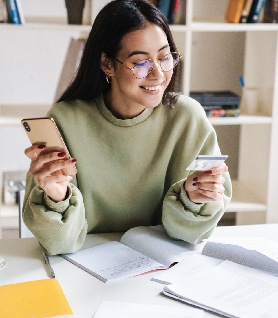 Woman using a credit card